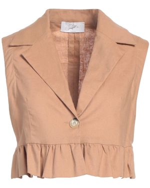 Soallure Camel Blazer Linen, Viscose - Pink