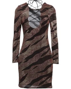 VANESSA SCOTT Camel Mini Dress Nylon, Metallic Fiber, Elastane - Black