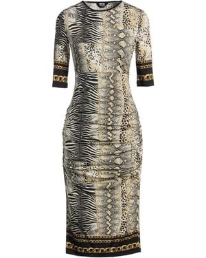 Just Cavalli Snakeskin-Print Viscose Midi Dress - Natural