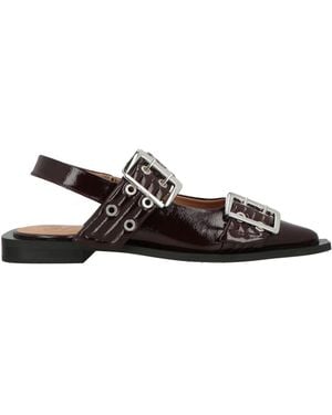 Ganni Burgundy Ballet Flats Synthetic Fibres - White