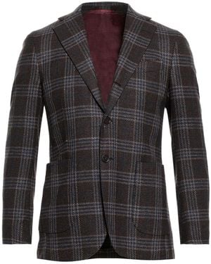 SARTITUDE NAPOLI Dark Blazer Virgin Wool, Linen, Silk, Cashmere - Black