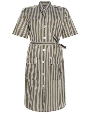 Massimo Alba Military Midi Dress Cotton, Silk - White