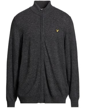 Lyle & Scott Charcoal Cardigan Lambswool, Nylon - Black