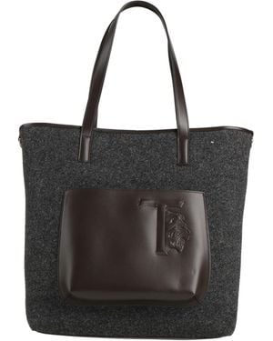 Tod's Charcoal Shoulder Bag Leather, Textile Fibres - Black