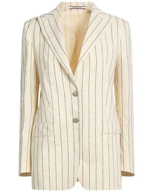 Tagliatore 0205 Ivory Blazer Linen, Cotton, Polyester - Natural