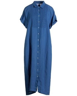 120% Lino Midi Dress - Blue