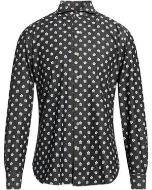 Luigi Borrelli Napoli Charcoal Denim Shirt Cotton - Black