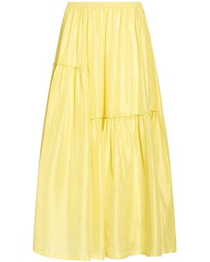 Tela Lime Maxi Skirt Silk - Yellow