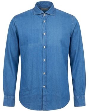 Canali Denim Shirt Cotton, Elastane - Blue
