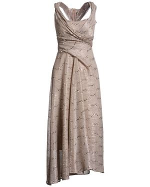 Talbot Runhof Khaki Midi Dress Polyester - Natural