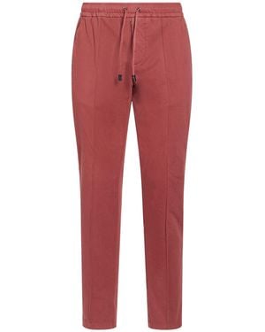 Isaia Trousers Cotton, Cashmere, Elastane - Red