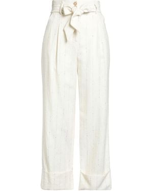 Barba Napoli Ivory Pants Linen, Virgin Wool, Polyamide, Silk - White
