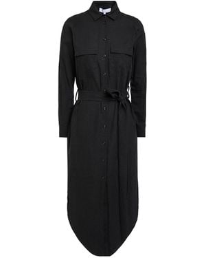 TROIS FLEURS Midi Dress Viscose, Linen - Black