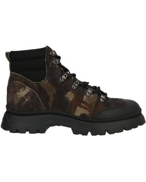 Hogan Military Ankle Boots Leather, Textile Fibres - Black