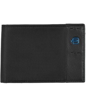 Piquadro Wallet Leather, Textile Fibers - Black