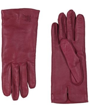 Burberry Burgundy Gloves Lambskin, Cashmere, Silk - Purple