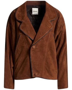 Sandro Jacket Goat Skin, Lambskin - Brown