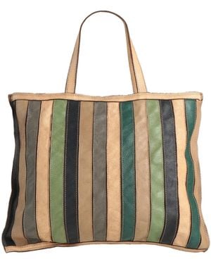 Caterina Lucchi Striped Pebbled-Leather Tote Handbag - Natural