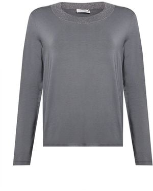 Le Tricot Perugia T-Shirt Viscose, Elastane, Virgin Wool, Cashmere, Polyester - Gray