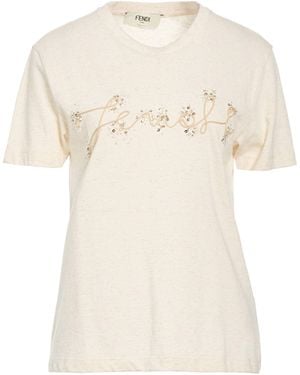 Fendi Ivory T-Shirt Cotton, Polyester, Linen - Natural