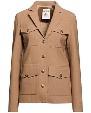 Semicouture Jacket Polyester, Virgin Wool, Elastane - Natural