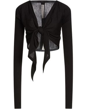 Rick Owens Wrap Cardigans Virgin Wool - Black