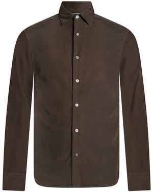 Canali Dark Shirt Cotton - Brown