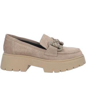 Janet & Janet Taupe Loafers Leather - Gray