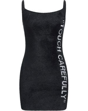 Off-White c/o Virgil Abloh Off White Quote Fuzzy Mini Dress Black White