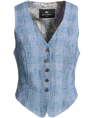 Etro Tailored Vest Linen, Viscose, Cotton, Polyester - Blue