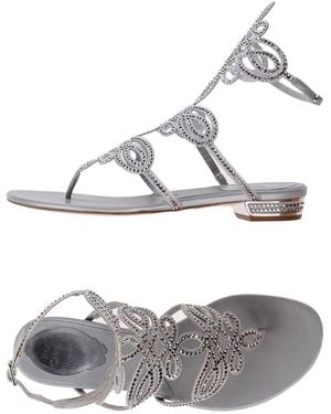 Rene Caovilla Thong Sandal Textile Fibers, Soft Leather - White
