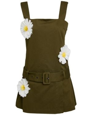 MSGM Military Mini Dress Cotton, Elastane - Green