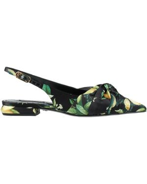 Roberto Cavalli Ballet Flats Leather, Textile Fibres - Green