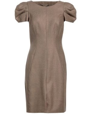 Ermanno Scervino Khaki Mini Dress Wool, Silk - Gray