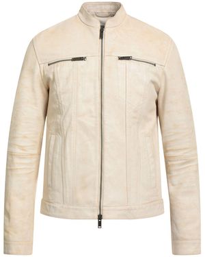 Tan John Varvatos Bomber Jackets John Varvatos Leather Jacket John