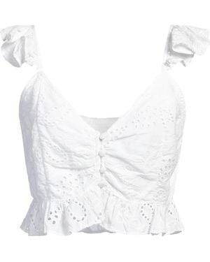 Guess Lace Button-Front Cotton Top - White