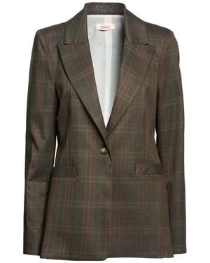 Kontatto Military Blazer Polyester, Viscose, Elastane - Green