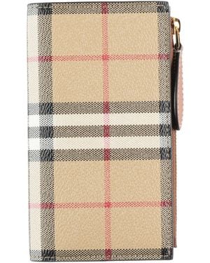 Burberry Pebbled Leather Signature Snap Wallet - Natural