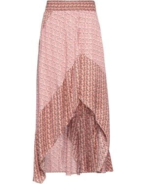 Maje Patchwork-effect Floral-print Twill Midi Skirt - Pink