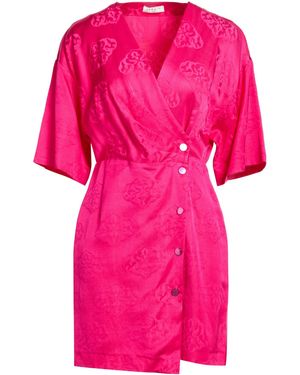 Sandro Fuchsia Mini Dress Viscose, Cotton, Linen - Pink