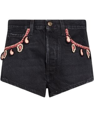 Alanui Denim Shorts Cotton, Glass - Blue