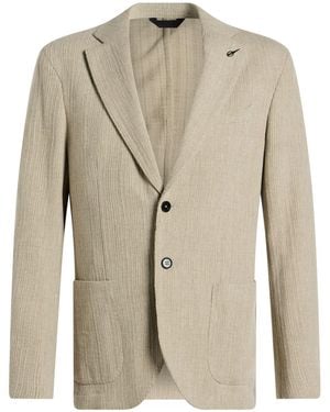 Paoloni Blazer Virgin Wool, Cashmere, Elastane - Natural