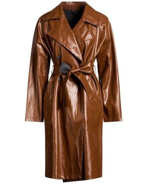 Carla G Camel Overcoat & Trench Coat Polyurethane, Viscose, Polyester, Cotton, Metal Fibre - Brown
