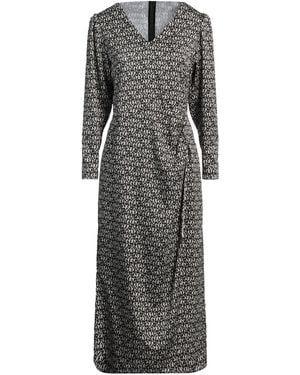 Biancoghiaccio Geometric-Print Flared Midi Dress - Gray