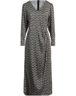 Biancoghiaccio Geometric-Print Flared Midi Dress - Gray