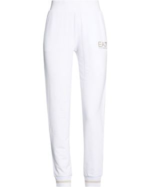 EA7 Pants Cotton, Elastane, Polyester, Metallic Fiber - White