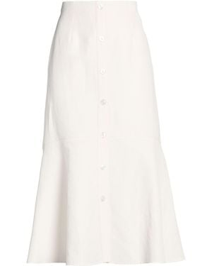 Agnona Ivory Midi Skirt Linen, Silk - White