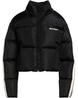 Palm Angels Logo-embroidered Puffer Jacket - Black