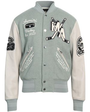 Amiri Jacket Wool, Polyamide, Cow Leather, Polyacrylic, Elastane - Grey