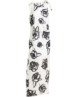 MSGM Cream Maxi Dress Linen - White